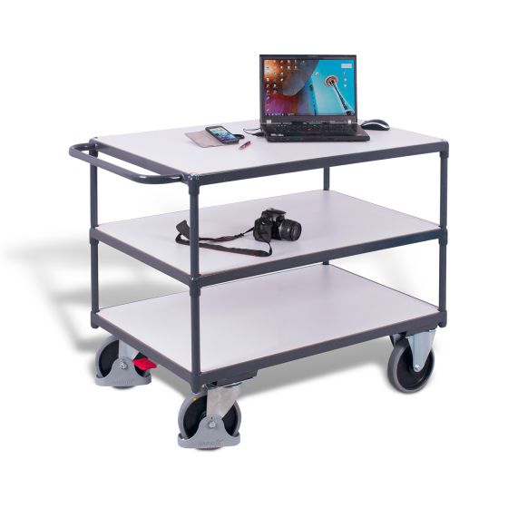 ESD heavy-duty table trolley with 3 load surfaces