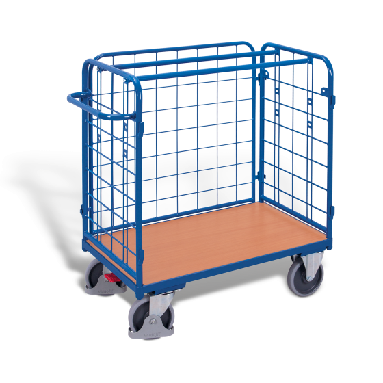 Three-sided parcel trolley, low
