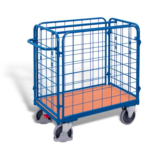 Four-sided parcel trolley, low