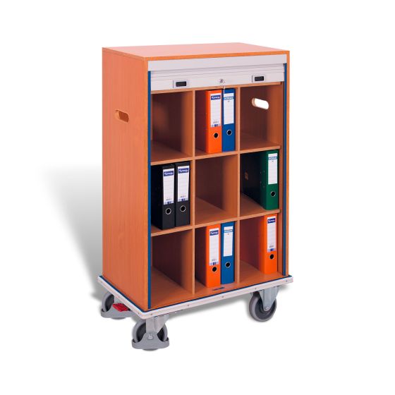 Document trolley with 9 compartments