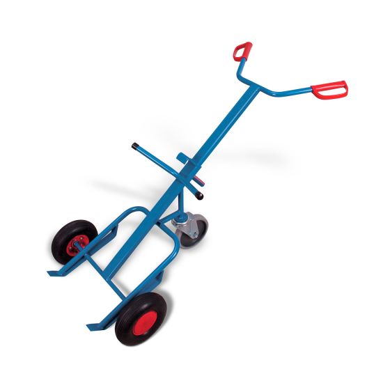Drum truck with 1 supporting swivel castor