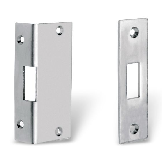 Striking plates for sliding door locks.