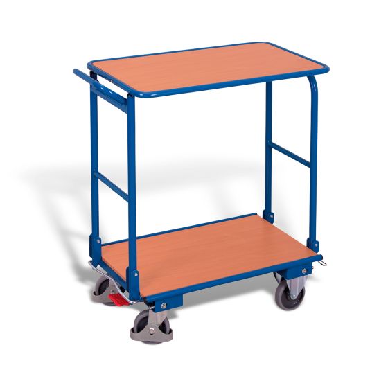 Folding pushbar trolley with 2 shelves