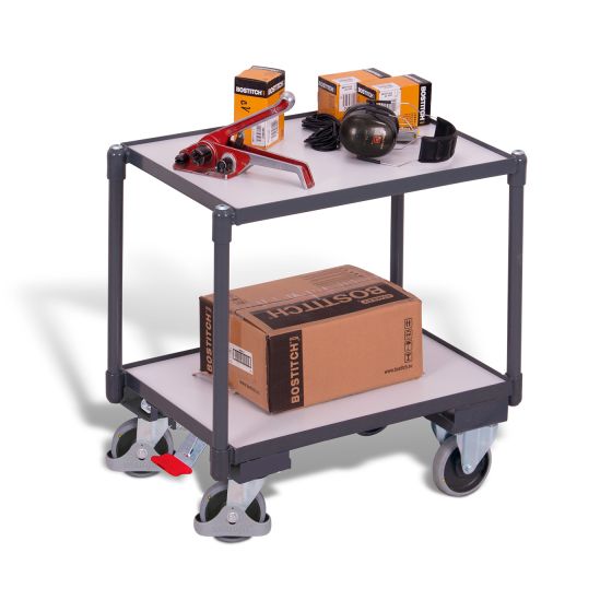 ESD euro system dolly with EasySTOP and 2 load surfaces (edge 10 mm)
