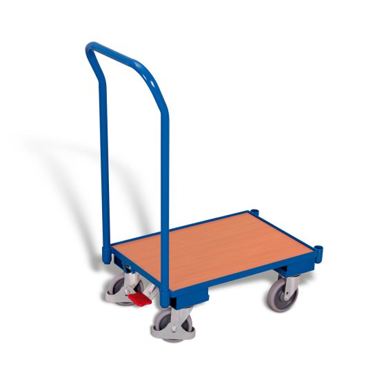Euro system dolly with EasySTOP, pushbar and board (10mm edge)
