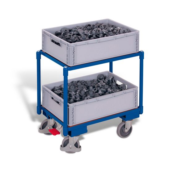 Euro system dolly EasySTOP and 2 shelves (edge 10mm)