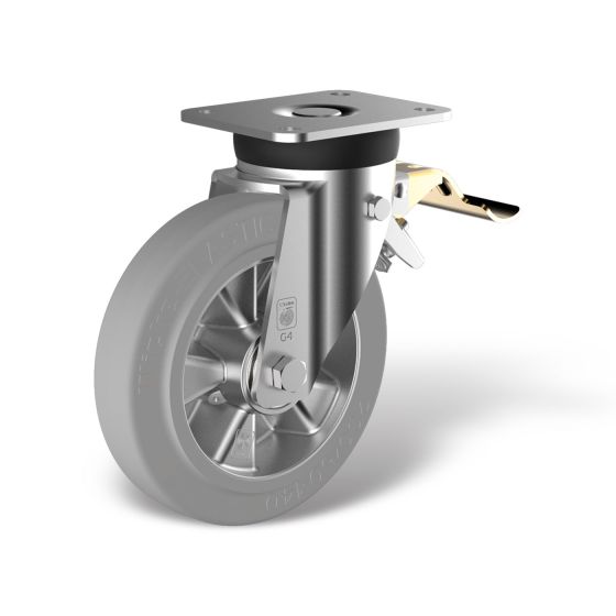 Swivel castor front stop (FSTR) and wheel type WE