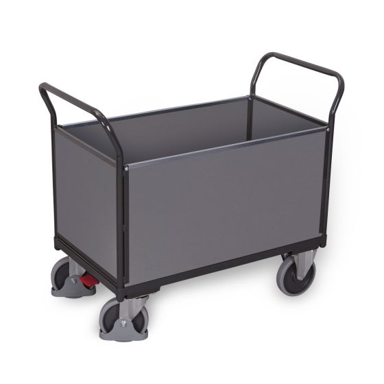 Four-wall trolley with wood, RAL 7016