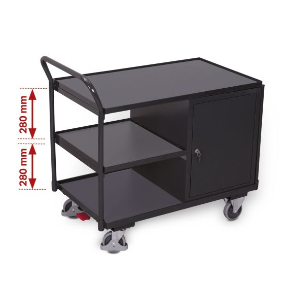VARIOfit® workshop trolley with 3 loading areas, RAL 7016
