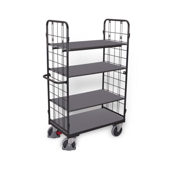 VARIOfit shelf trolley, 4 shelves, RAL 7016