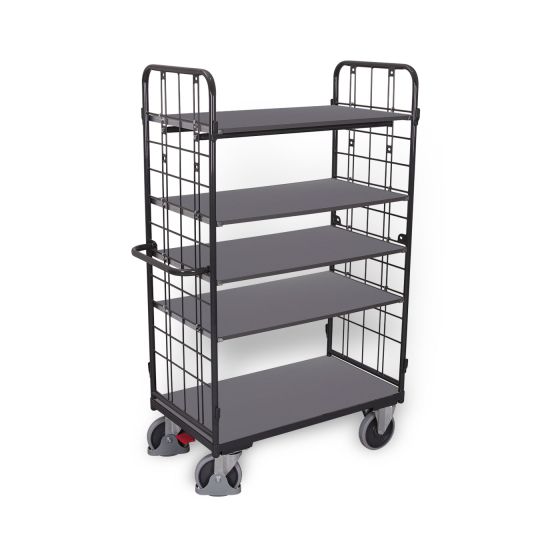 VARIOfit shelf trolley, 5 shelves, RAL 7016