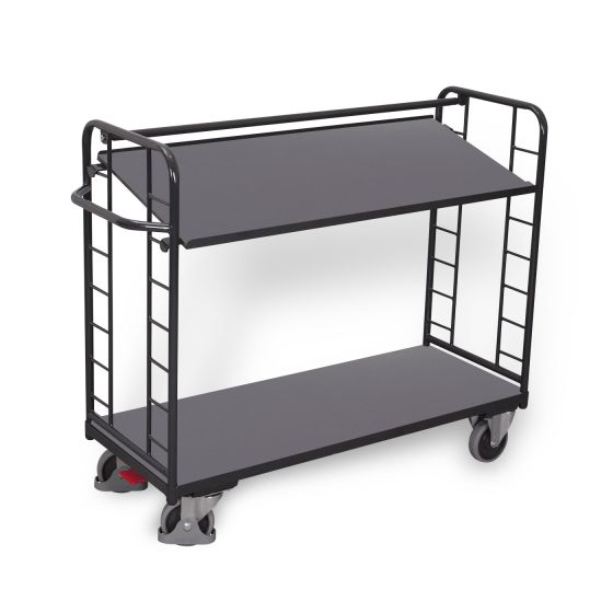 VARIOfit Etagenwagen mit 2 Holzböden, RAL 7016
