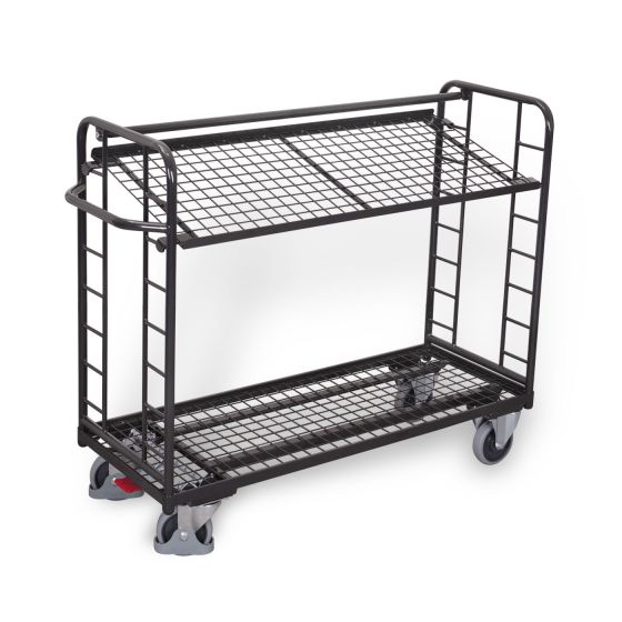 VARIOfit shelf trolley with 2 wire mesh shelves, RAL 7016