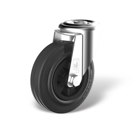Swivel castor with bolt hole, wheel type GK