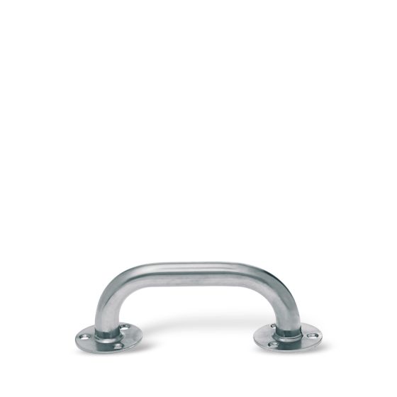 Door handles with screw-on rosettes