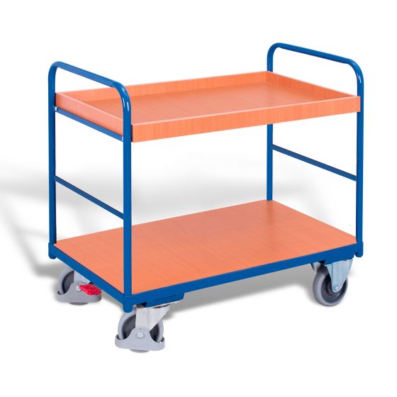 Shelf trolley, low with 1 tray and shelves