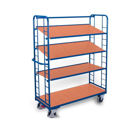 Shelf trolley with 4 wooden shelves
