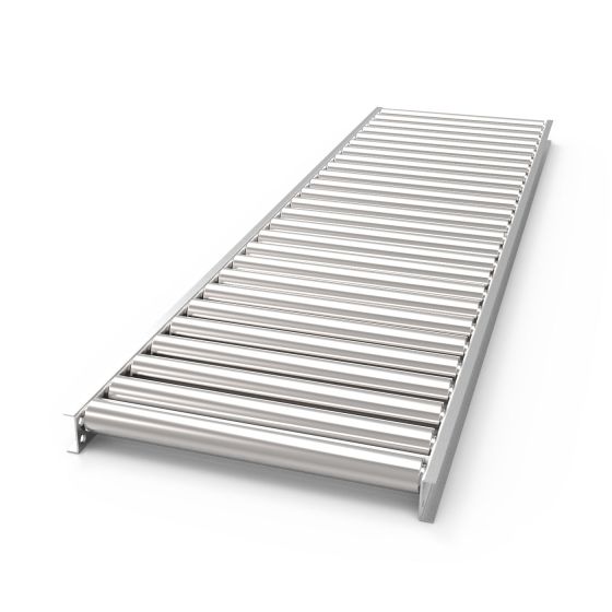 Light duty roller conveyors with steel support rollers
