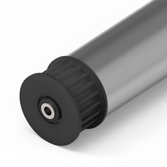Conveyor roller with toothed belt wheel, plastic